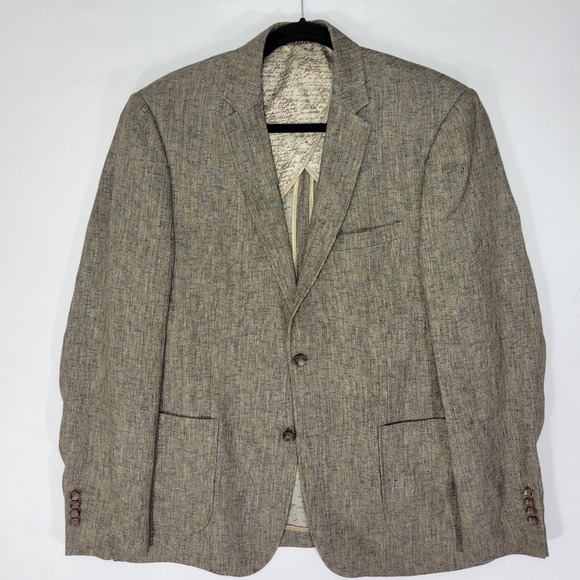 1 Like No Other Men's Sport Coat Blazer Two Button Olive Linen Blend Size 42L